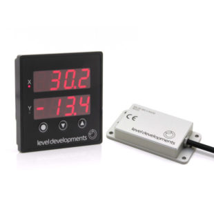 PDTS-SOLAR2-01 – Dual Axis ±30° SOLAR Inclinometer with Panel Mount Tilt Switch Display and 10m cable